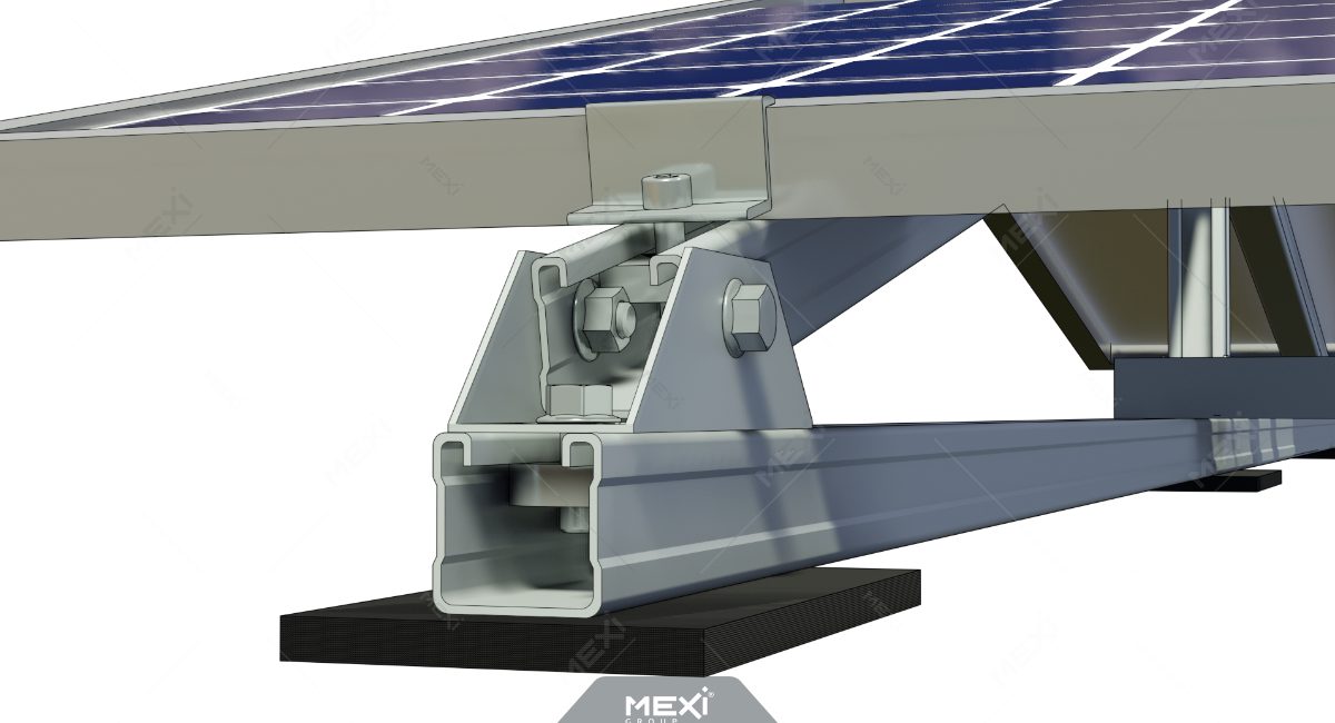detaliu montare panou solar cu clemă capăt de șină