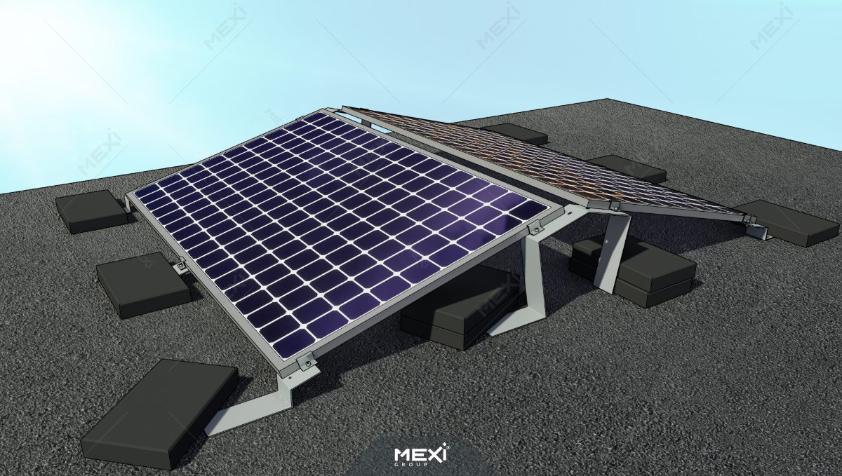 sistem de prindere panouri solare cu balast - Est-Vest