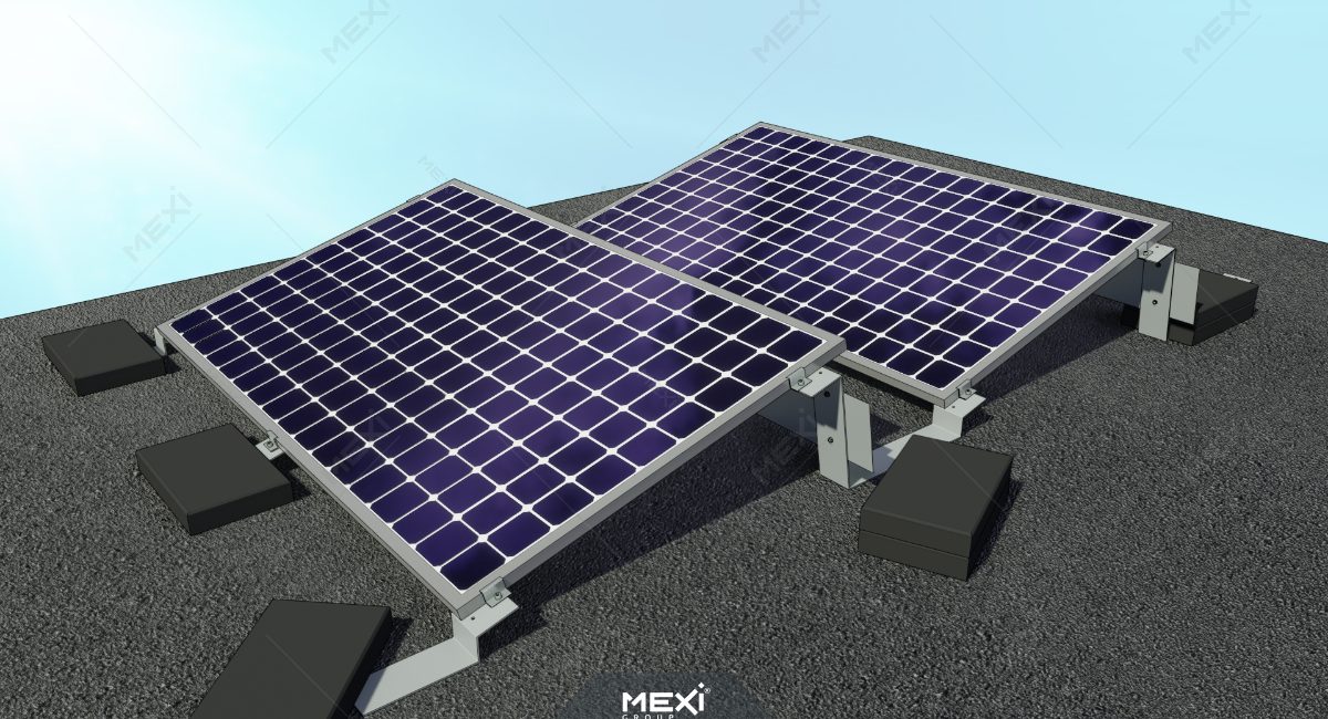 sistem de prindere cu balast pentru panouri solare pe acoperiș plat