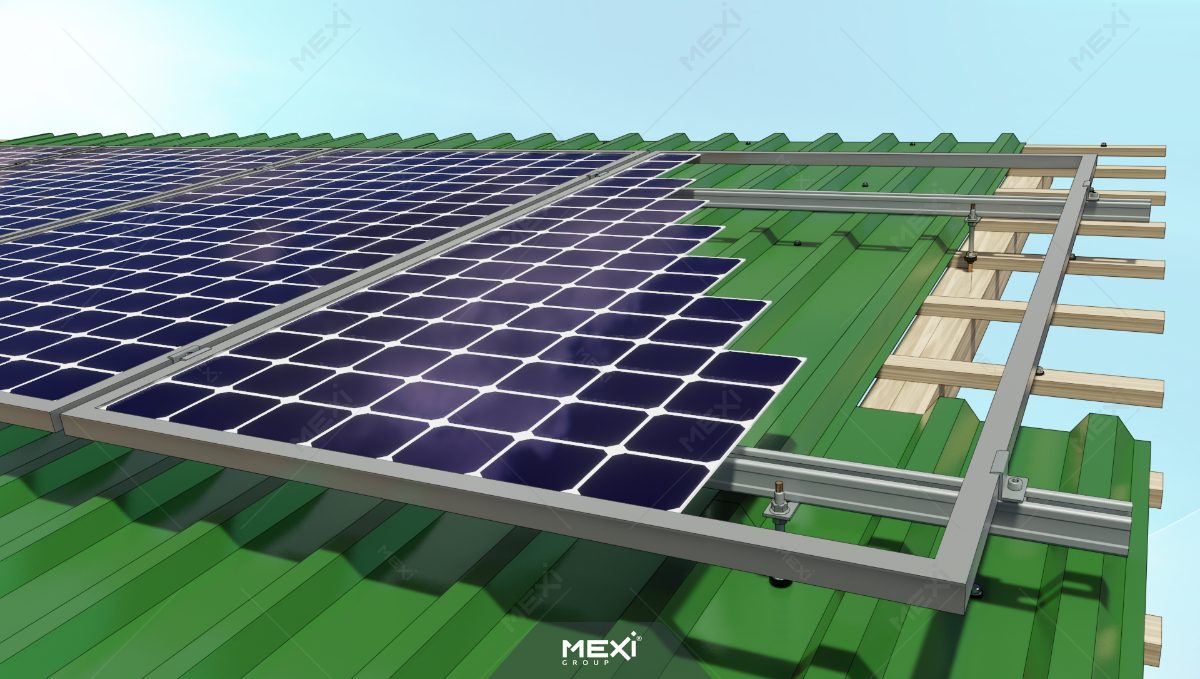 sistem de prindere panorui solare de acoperiș cu tablă cutată