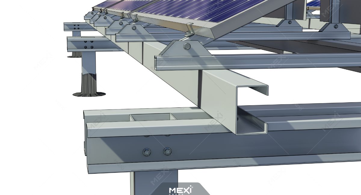 structură flotantă supraînălțată pentru panouri solare pe acoperiș