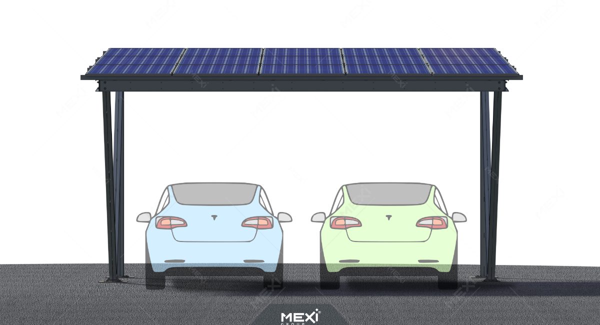 carport fotovoltaic cu două locuri de parcare