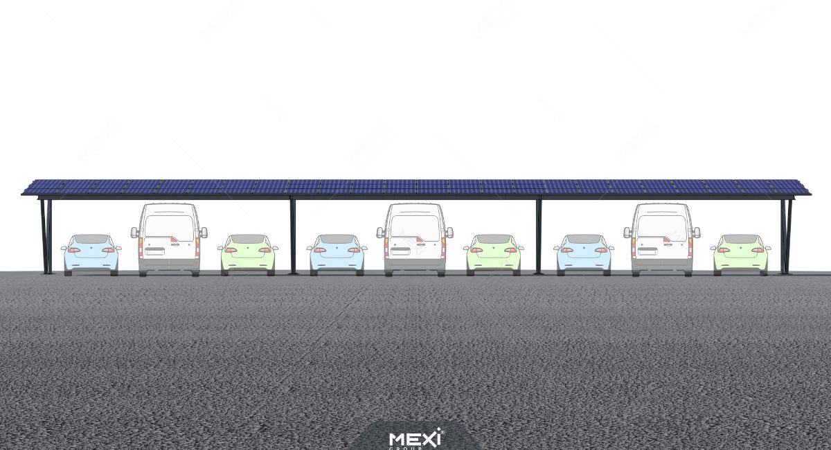 carport modular pentru parcare fotovoltaică multiplă