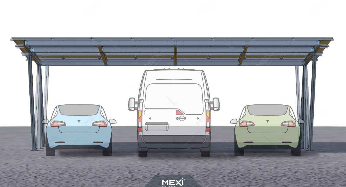 structură metalică carport pentru multiple mașini, inclusiv pentru dubă