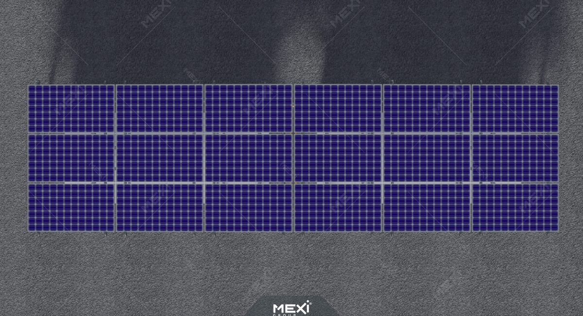 panouri fotovoltaice montate peste structura metalică a parcării