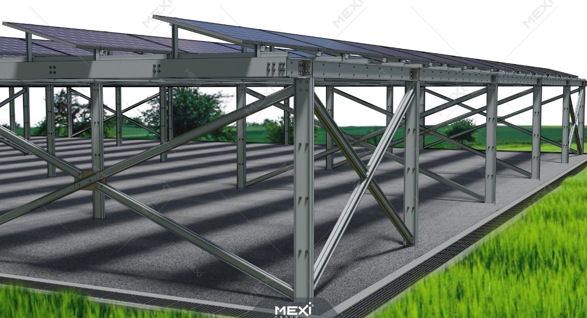 structura metalică ușoară pentru parcări fotovoltaice