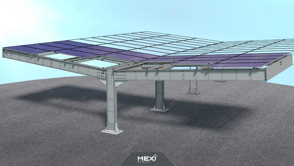 parcare fotovoltaică dublă pe un stâlp - unipol