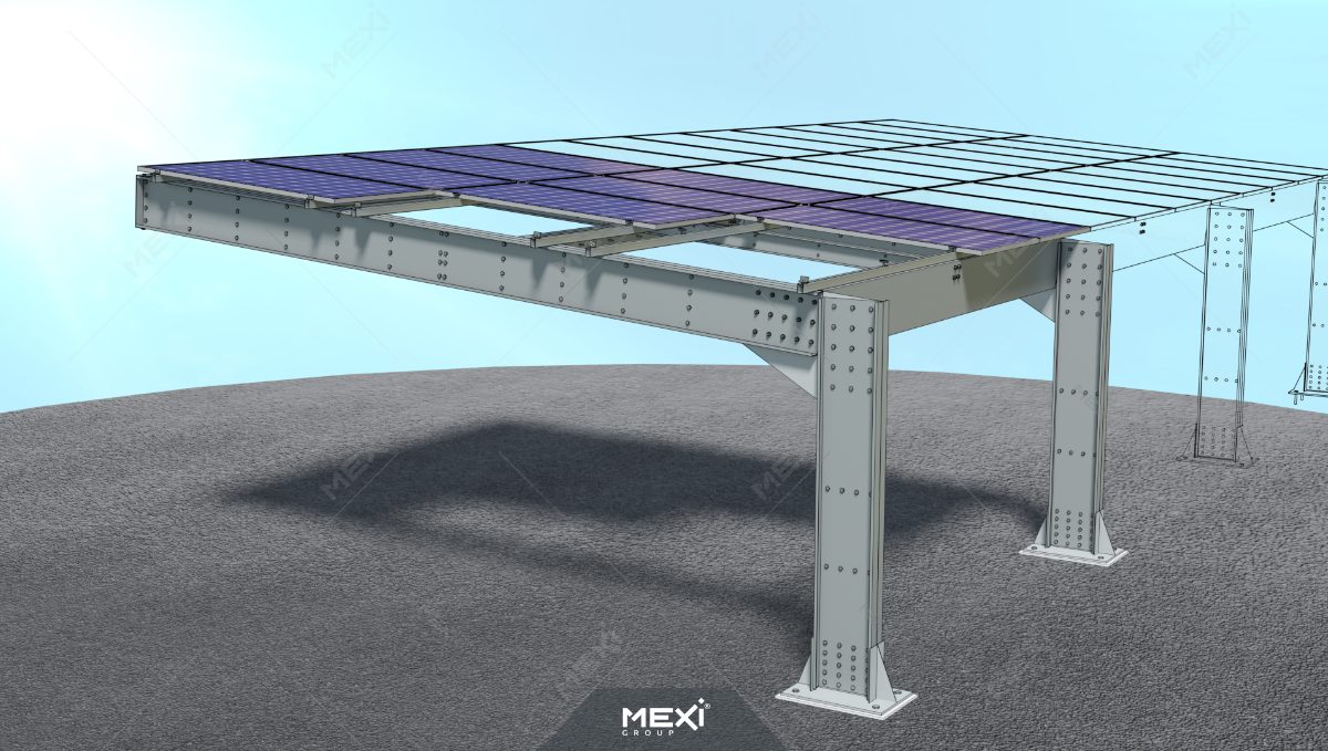 carport fotovoltaic unipol simplu (1 stâlp)